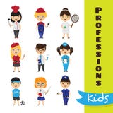 Vector set of cute cartoon kids in different professions. Children professions collection vector illustration Vector set of cute cartoon kids in different professions. Children professions collection vector illustration