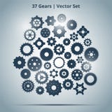 Vector set of 37 gears Stock Images Vector set of 37 gears Stock Images
