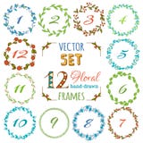 Vector set of 12 hand-drawn floral frames. Stock Photo Vector set of 12 hand-drawn floral frames. Stock Photo