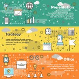 Office concept vector flat line art banner set stock illustration Office concept vector flat line art banner set stock illustration