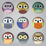 Vector Set Of App Icons Cute Owls Royalty Free Stock Images