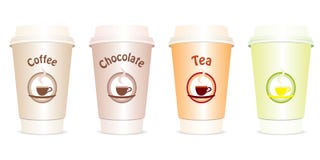 Vector Set Of Four Cups To Go Royalty Free Stock Photography