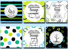 Vector set of seamless patterns, labels and logo design templates for handmade natural soap packaging and wrapping paper royalty free illustration Vector set of seamless patterns, labels and logo design templates for handmade natural soap packaging and wrapping paper royalty free illustration