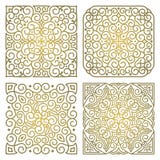Vector set of square gold ornament patterns. Vector set of square art oriental ornamental elements in linear style. For decoration and design of textiles, text Vector set of square gold ornament patterns. Vector set of square art oriental ornamental elements in linear style. For decoration and design of textiles, text