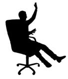 Vector silhouette of a business man in a panic sits in an office chair Royalty Free Stock Photo Vector silhouette of a business man in a panic sits in an office chair Royalty Free Stock Photo