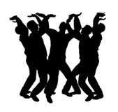 Vector silhouette of a crowd of men with their hands up Stock Photography Vector silhouette of a crowd of men with their hands up Stock Photography