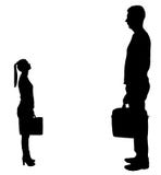 Vector silhouette of workers, a big man and a small woman. royalty free stock photos Vector silhouette of workers, a big man and a small woman. royalty free stock photos