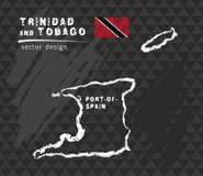 Trinidad and Tobago map, vector pen drawing on black background stock illustration Trinidad and Tobago map, vector pen drawing on black background stock illustration