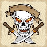 Vector of skull with twin sword on splatter frame Stock Images Vector of skull with twin sword on splatter frame Stock Images