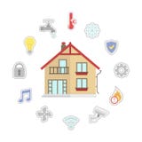 Vector smart home. Flat design style illustration. Smart house infographic royalty free illustration Vector smart home. Flat design style illustration. Smart house infographic royalty free illustration