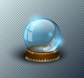 Vector snow globe empty template isolated transparent background. Christmas magic ball. Blue glass ball dome, wooden stand vector illustration Vector snow globe empty template isolated transparent background. Christmas magic ball. Blue glass ball dome, wooden stand vector illustration