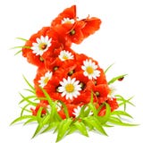 Vector spring flowers in the shape of Easter Rabbi