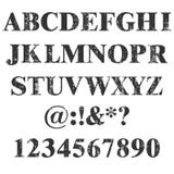 Vector stamp all Letters and numbers. Grunge texture. Vintage elements. Vector illustration. Dirty Letter Font. Distress alphabet. royalty free illustration Vector stamp all Letters and numbers. Grunge texture. Vintage elements. Vector illustration. Dirty Letter Font. Distress alphabet. royalty free illustration
