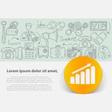 Vector template with hand drawn doodles business theme. Target marketing concept vector illustration Vector template with hand drawn doodles business theme. Target marketing concept vector illustration