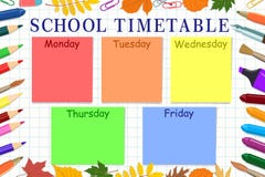 Template school timetable for students or pupils. Vector Illustration. royalty free illustration Template school timetable for students or pupils. Vector Illustration. royalty free illustration
