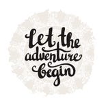 Vector Vintage Card With Sunburst And Inspirational Phrase Let The Adventure Begin. Royalty Free Stock Photo Vector Vintage Card With Sunburst And Inspirational Phrase Let The Adventure Begin. Royalty Free Stock Photo