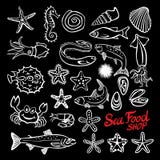 Vector vintage seafood restaurant illustration. Hand drawn chalkboard banner. Great for menu, banner, flyer, card, seafood busines Vector Illustration Vector vintage seafood restaurant illustration. Hand drawn chalkboard banner. Great for menu, banner, flyer, card, seafood busines Vector Illustration