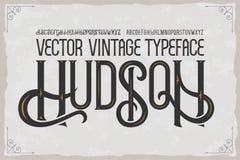 Vector vintage typeface Hudson . Vector font