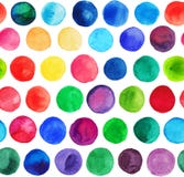 Vector watercolor circles seamless pattern (tiled). Retro hand drawn circles ornament. Round shapes pattern. Round shapes. Painted
