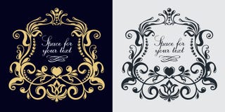 Vector wedding monogram. Vintage art frame. Hand drawn emblem abstract template. Elegant linear frame. royalty free illustration Vector wedding monogram. Vintage art frame. Hand drawn emblem abstract template. Elegant linear frame. royalty free illustration