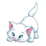 Vector white kitten playing cartoon