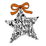 Vector Winter holidays illustration. Christmas silhouette star with greeting lettering. stock illustration Vector Winter holidays illustration. Christmas silhouette star with greeting lettering. stock illustration