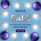 End of season sale banner with Christmas lights and bulbs. royalty free illustration End of season sale banner with Christmas lights and bulbs. royalty free illustration
