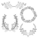 Vector wreaths and laurel wreaths. Round flower vector frames. H Stock Image Vector wreaths and laurel wreaths. Round flower vector frames. H Stock Image