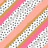 Vector абстрактной картина нарисованная рукой безшовная с striped геометрической элементами и точками польки покрашенными щеткой иллюстрация вектора Vector абстрактной картина нарисованная рукой безшовная с striped геометрической элементами и точками польки покрашенными щеткой иллюстрация вектора
