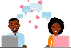 Vector иллюстрация Афро-американских романтичных людей в влюбленности в плоском стиле Стоковое Изображение RF Vector иллюстрация Афро-американских романтичных людей в влюбленности в плоском стиле Стоковое Изображение RF