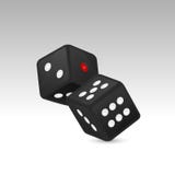 Vector иллюстрация черного реалистического значка кости игры в крупном плане полета изолированном на белой предпосылке Казино игр Стоковая Фотография RF Vector иллюстрация черного реалистического значка кости игры в крупном плане полета изолированном на белой предпосылке Казино игр Стоковая Фотография RF