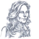 Vector чертеж искусства, портрет шикарной мечтательной девушки изолированной дальше иллюстрация вектора Vector чертеж искусства, портрет шикарной мечтательной девушки изолированной дальше иллюстрация вектора