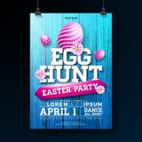 Vectorei Hunt Easter Party Flyer Illustration met geschilderde eieren, bloemen en typografieelementen op uitstekend hout royalty-vrije illustratie Vectorei Hunt Easter Party Flyer Illustration met geschilderde eieren, bloemen en typografieelementen op uitstekend hout royalty-vrije illustratie