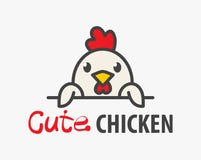 Vectorembleem van grappige het glimlachen ?ute beeldverhaalkip Modern humoristisch embleemmalplaatje met beeld van de haan Het Em stock illustratie Vectorembleem van grappige het glimlachen ?ute beeldverhaalkip Modern humoristisch embleemmalplaatje met beeld van de haan Het Em stock illustratie