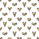 Vectorhand getrokken naadloos patroon, decoratieve gestileerde kinderachtige harten Krabbelstijl, stammen grafische drawi van de vector illustratie Vectorhand getrokken naadloos patroon, decoratieve gestileerde kinderachtige harten Krabbelstijl, stammen grafische drawi van de vector illustratie