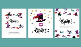 Vectorillustratie met Carnaval en feestvoorwerpen stock illustratie Vectorillustratie met Carnaval en feestvoorwerpen stock illustratie
