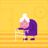 Vectorillustratie oude vrouw Vlakke stijl vector illustratie Vectorillustratie oude vrouw Vlakke stijl vector illustratie