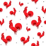 Vectorillustratie van Rood Hanen naadloos patroon met punten vector illustratie Vectorillustratie van Rood Hanen naadloos patroon met punten vector illustratie