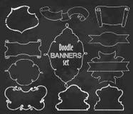 Vectorinzameling van de Stijlbanners van de Krijtcontour, reeks twee royalty-vrije illustratie Vectorinzameling van de Stijlbanners van de Krijtcontour, reeks twee royalty-vrije illustratie