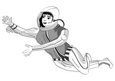 Vectorlijnen Meisje in Ruimte vector illustratie Vectorlijnen Meisje in Ruimte vector illustratie