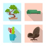 Vectorontwerp van meubilair en het werkteken Inzameling van meubilair en huis vectorpictogram voor voorraad royalty-vrije illustratie Vectorontwerp van meubilair en het werkteken Inzameling van meubilair en huis vectorpictogram voor voorraad royalty-vrije illustratie