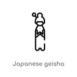 vectorpictogram van de overzichts het Japanse geisha de geïsoleerde zwarte eenvoudige illustratie van het lijnelement van mensenc stock illustratie vectorpictogram van de overzichts het Japanse geisha de geïsoleerde zwarte eenvoudige illustratie van het lijnelement van mensenc stock illustratie