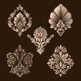 Vectorreeks Damast Sierelementen Elegante bloemen abstracte elementen voor ontwerp Perfectioneer voor uitnodigingen, kaarten royalty-vrije illustratie Vectorreeks Damast Sierelementen Elegante bloemen abstracte elementen voor ontwerp Perfectioneer voor uitnodigingen, kaarten royalty-vrije illustratie