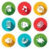 Vectorreeks Thaise Pictogrammen van Muay Vechter, Muziek, Gong, Makiwara, Kampioensriem, Geldvuist, Capa, Bloed royalty-vrije illustratie Vectorreeks Thaise Pictogrammen van Muay Vechter, Muziek, Gong, Makiwara, Kampioensriem, Geldvuist, Capa, Bloed royalty-vrije illustratie