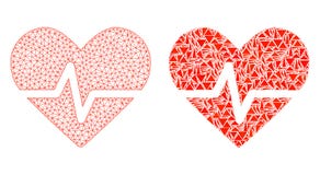 Veelhoekig Draadkader Mesh Heart Pulse en Mozaïekpictogram stock illustratie Veelhoekig Draadkader Mesh Heart Pulse en Mozaïekpictogram stock illustratie