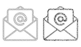 Veelhoekig Draadkader Mesh Open E-mail en Mozaïekpictogram vector illustratie Veelhoekig Draadkader Mesh Open E-mail en Mozaïekpictogram vector illustratie