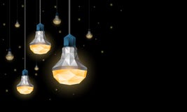 Veelhoekige LEIDENE gloeilampen die van het plafond hangen stock illustratie Veelhoekige LEIDENE gloeilampen die van het plafond hangen stock illustratie