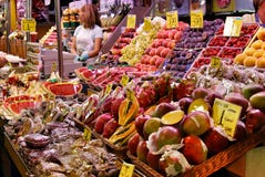 Vegetables And Tropical Fruits In The Central Market In Barcelona Stock Photos Vegetables And Tropical Fruits In The Central Market In Barcelona Stock Photos
