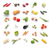 Vegetables Of Different Colors Isolated With Shadow, Top View Stock Images