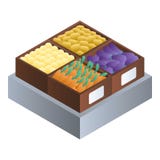 Vegetables supermarket box icon, isometric style royalty free illustration Vegetables supermarket box icon, isometric style royalty free illustration